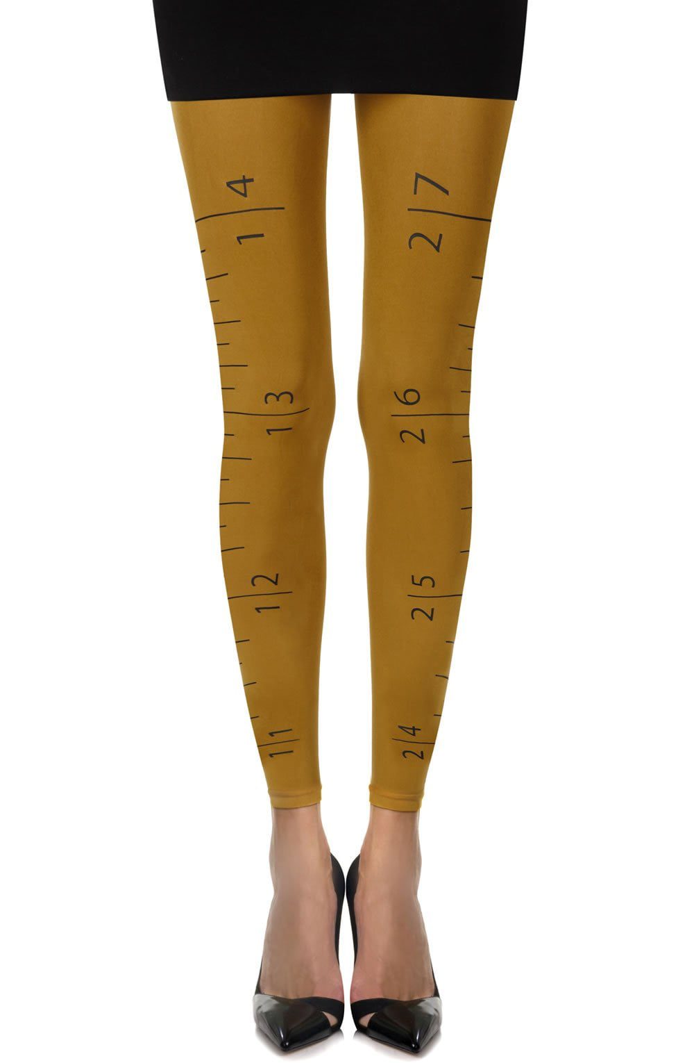 Zohara "Tape Measure" Mustard Footless Tights 1 Shop leggings at secretsofsilk. Com