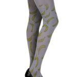 Zohara "Going Bananas" Grey Print Tights 2 Shop tights at secretsofsilk. Com