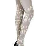 Zohara "Confetti" Grey Print Tights 2 Shop tights at secretsofsilk. Com