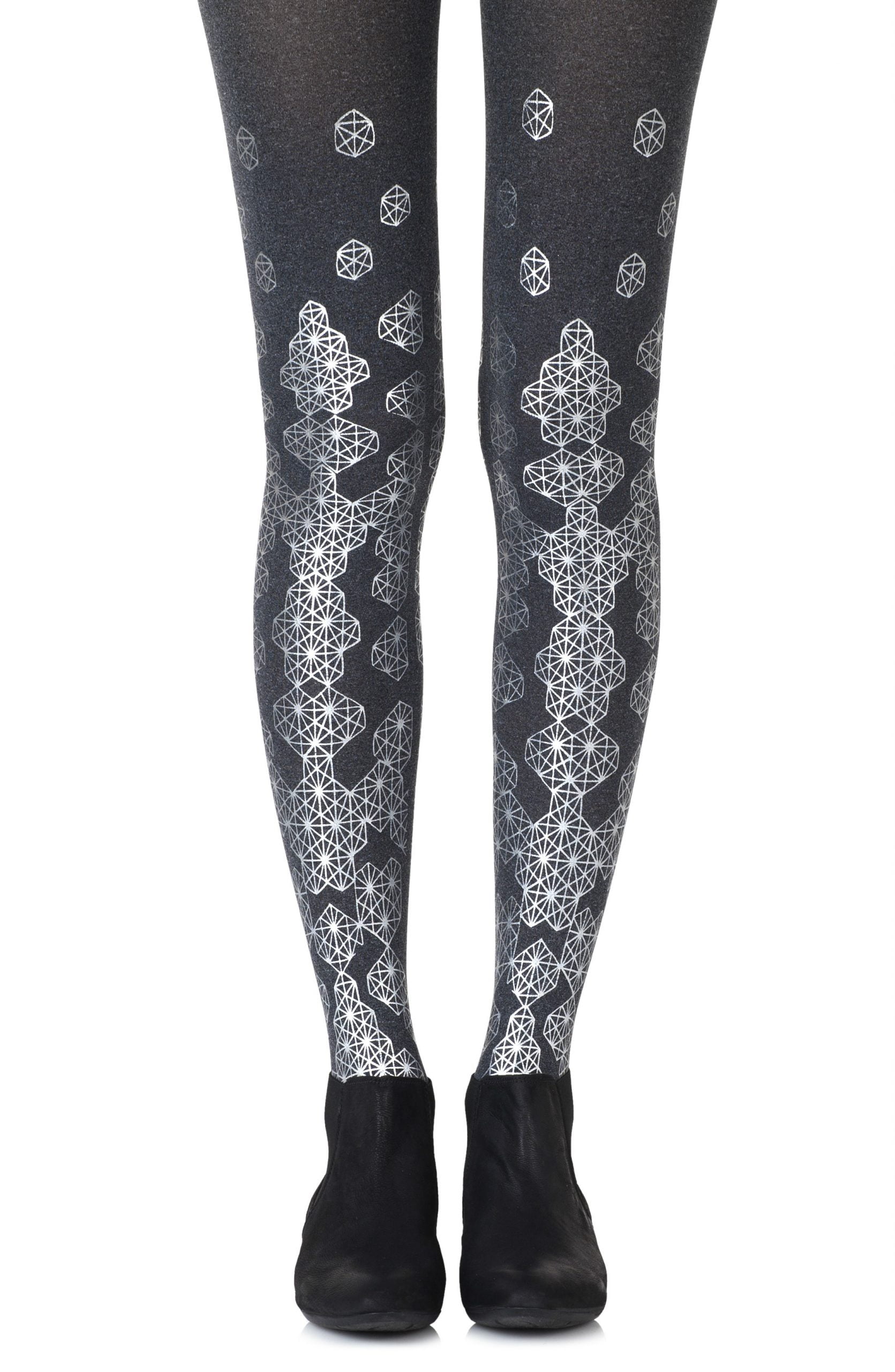 Zohara "Queen Bee" Silver Tights 1 Shop tights at secretsofsilk. Com