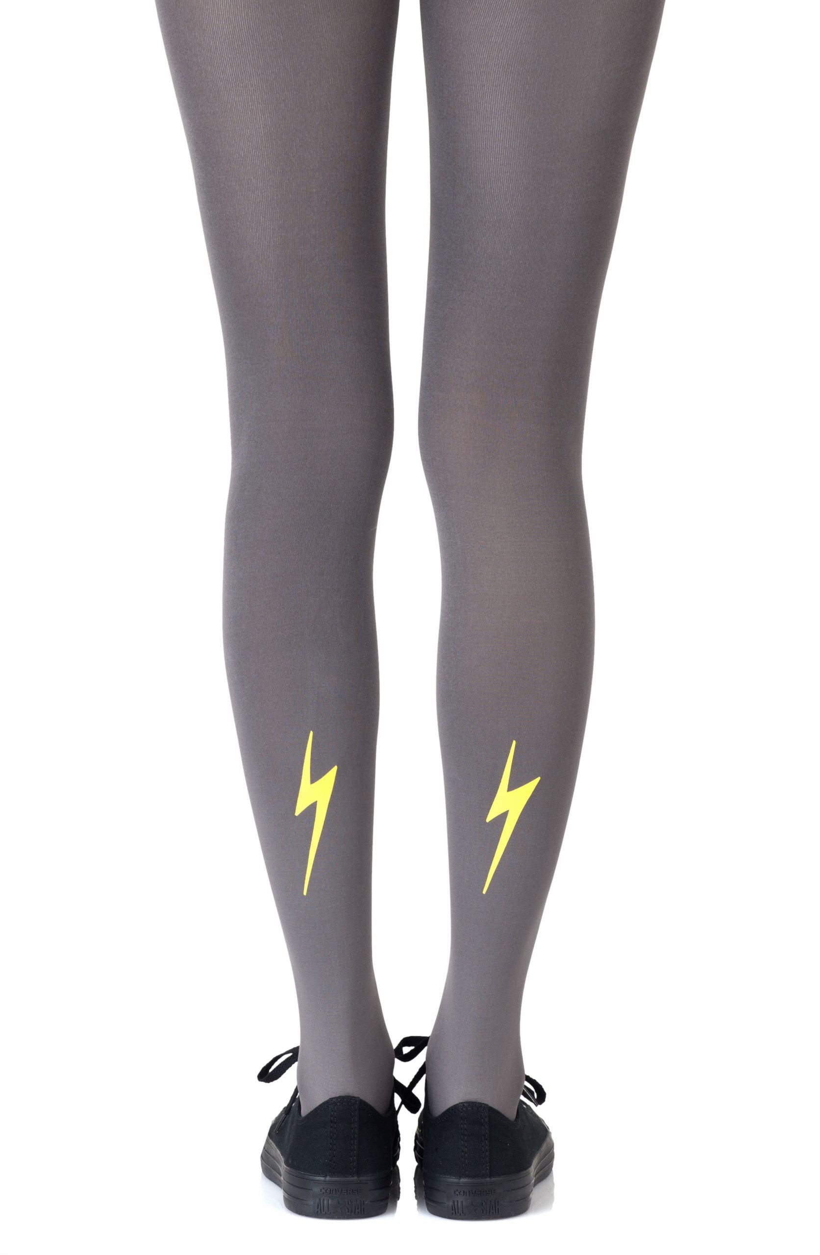 Zohara "Electric Feel" Yellow Print Tights 1 Shop tights at secretsofsilk. Com