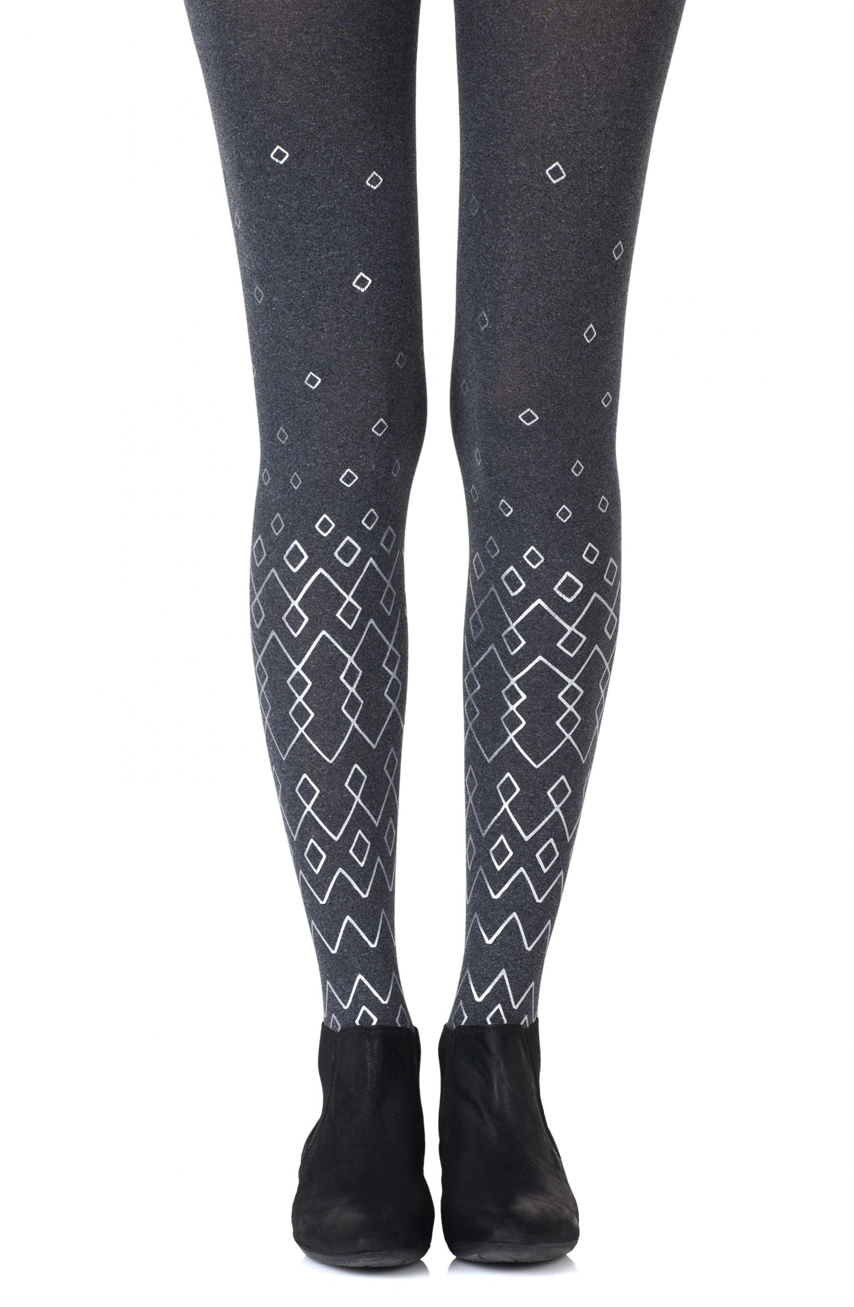 Zohara "Diamonds Are Forever" Heather Grey Tights 1 Shop tights at secretsofsilk. Com