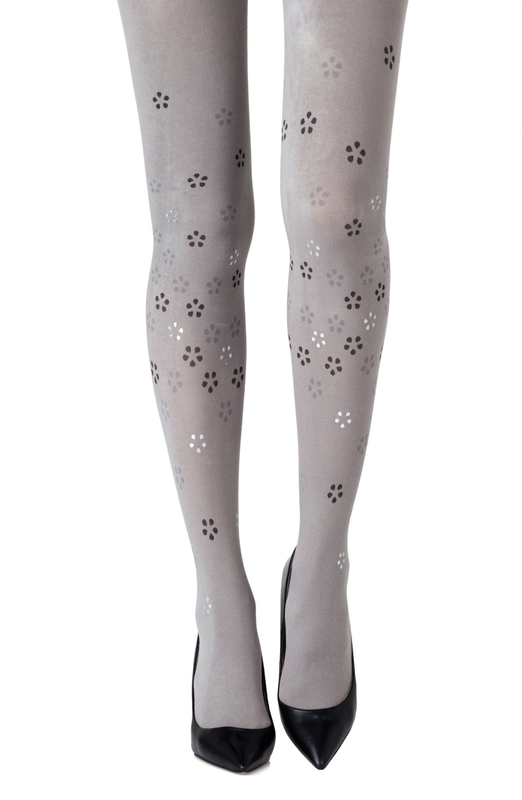 Zohara "Cherry Blossom Girl" Grey Tights 1 Shop tights at secretsofsilk. Com